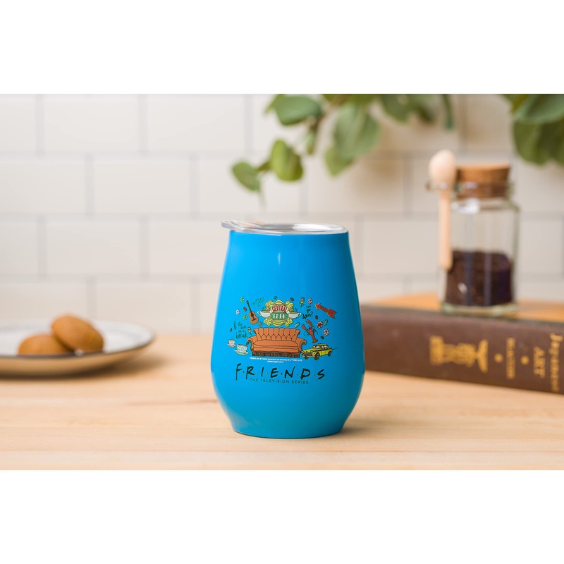 Silver Buffalo Friends Multi Doodle Icons - Vaso sin tallo