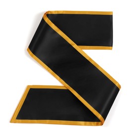 Party to Be Plain Sash with Borders Blank Satin Sash for Adults 4.5" Wide x 70" in Total Length (Black With Golden Border)