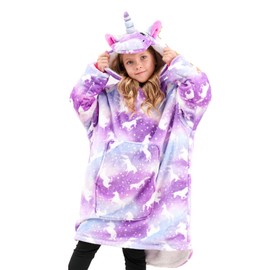 Unicorn Wearable Blanket Hoodie for Girls Unicorn Oversized Hoodie for Kids (Unicorn Purple, 10-11 Years)