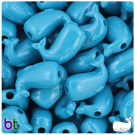 BeadTin Bright Turquoise Opaque 24mm Whale Pony Beads (24pcs)