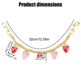 Mikovivi Cherry Keychain, Strawberry Gold Bags Chain Cherry Bag Charm Keychain Cute Decorative Pendant for Women Bag Key Purse Accessories