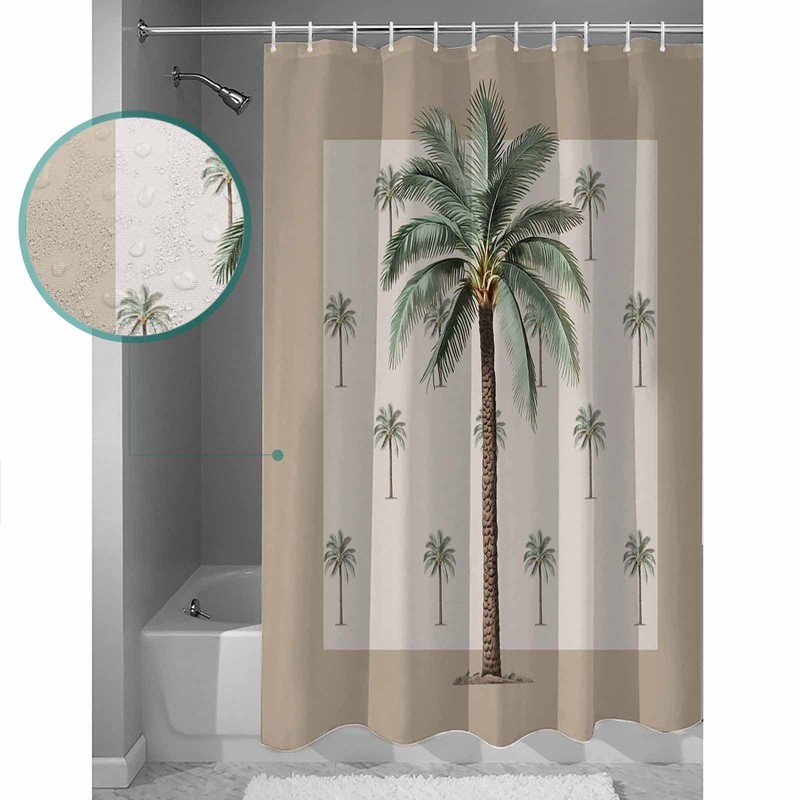 Palm Tree Shower Curtain Set with Hook 60" x 72",Tropical
