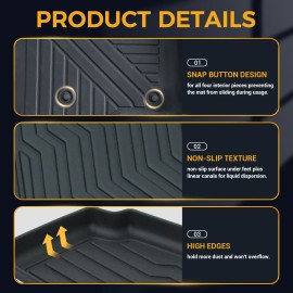 NB-AUTOS 3D TPE Floor Mats For 19-25 Silverado Sierra 1500 2500HD 3500HD CrewCab Antislip