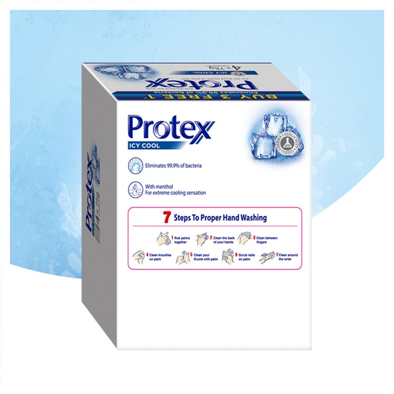 Protex Icy Cool Antibacterial Bar Soap Valuepack 75g x 4