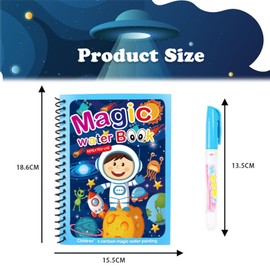 Pack of 6 Magic Colouring Books, Magic Colouring Book with Water Pen, Magic Book Reusable, Educational Doodle Painting Toy for Boys Girls Gift Multicoloured