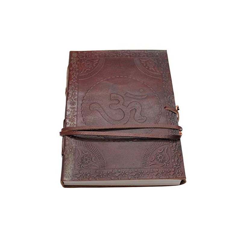 Crystalo - Handmade Leather Bound Notebook Journal with Embossed Om