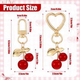 FdcZeyxior 2 Pcs Cherry Charm for Purse, Stylish Resin Cherry Bag Charm Cute Cherries Purse Charms Keychains for Women Wallet Car Pendants Birthday Mother's Day Valentine's Day Accessories