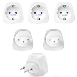 [Pack of 6] Europe to Switzerland Plug Adapter, HITRENDS EU to CH Adapter, German Socket Adapter, EU/CH/DE Travel Plug, Travel Adapter Switzerland, Plug Schuko Socket with Type J Shape, White