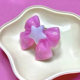 Holley Tea Time Pink Ribbon Ring Kawaii, Fairy Kei, JFashion, Harajuku Style, Cutecore, Coquette