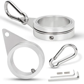 1.5" Flag Pole Rings, 2 Pcs Aluminum Alloy Spinning Flag Pole Ring Clips Swivels, 360° Rotating Anti Wrap Flagpole Ring Hardware with Stainless Steel Carabiners for 1.26-1.5" Diameter