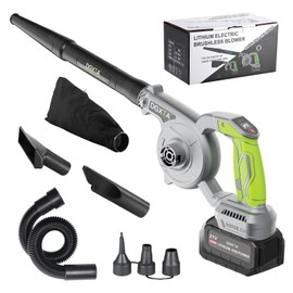 Leaf Blower Cordless, 2-in-1 Handheld 3 Adjustable Speeds Max 106 CFM/240 MPH Leaf Blower with 4.0Ah-1* Battery and Charger, Suitable for Lawn, Yard, Patio（Gray, with Battery）