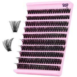 RITALASH Lash Clusters 80D DIY Cluster Lashes Fluffy Volume Eyelash Clusters Eyelash Extensions False Eyelashes Black Individual Lashes Super Thin Lash Band Wispy Lash Extension at Home(80D,8-16mm)