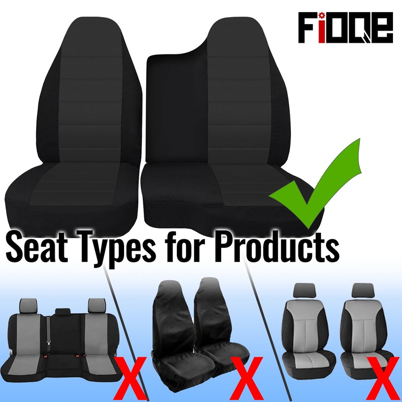 FIOQE Black Oxford Fabric Seat Protectors for Ford Ranger 1998