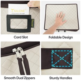 BALEINE China Storage Containers, Sturdy Quilted Wine Glass Storage, Plate Organizer with Carry Handles, Moving Boxes for Dishes, Cups, Mugs and Stemware (Wine Glasses, Soft Shell Cream)