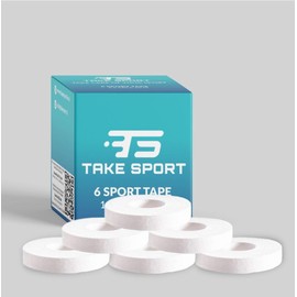 TAKE SPORT Sporttape, Klebeband, Sporttape, Fingerband, Crossfit, Sportbandage, 6er-Pack, 1,5 cm x 10 m, nicht elastisch, Baumwolle, weiß
