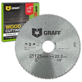 125mm Angle Grinder Cutting Disc for Wood, Plywood, Laminate, Drywall, Plastic - Saw Blade with 22.23mm Bore - 2mm Super Fine Cut Circular Saw Blade GRAFF