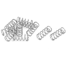 sourcingmap Compression Spring,304 Stainless Steel,4mm OD,0.4mm Wire Size,10mm Free Length,Silver Tone,10Pcs