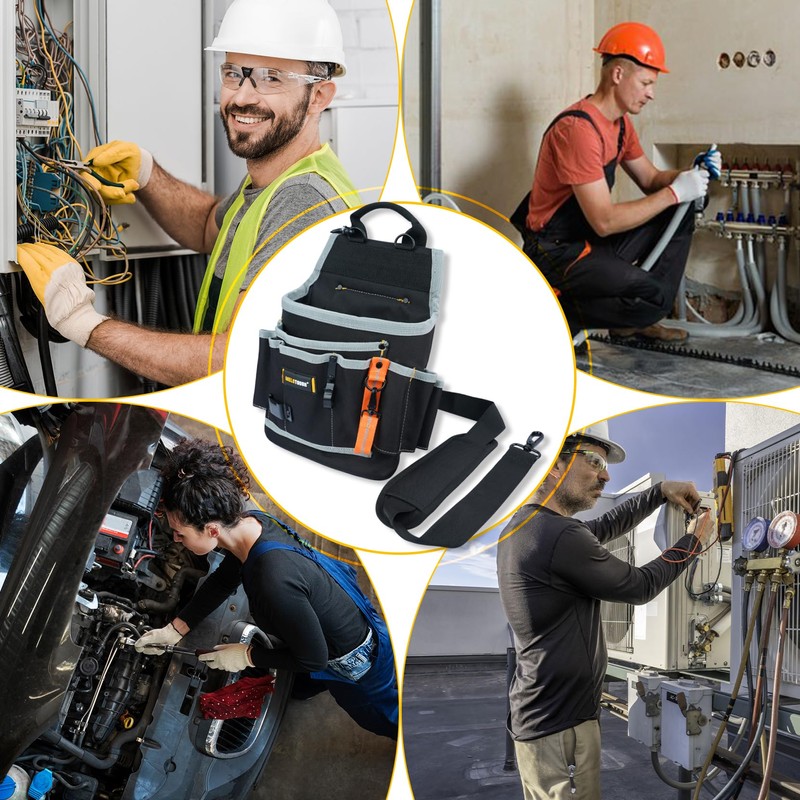 MELOTOUGH Electrician Tool Pouch with Shoulder Strap, Multiple Pocket Tool