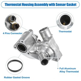 FIQAPJ Engine Coolant Thermostat Housing Assembly Fit for 2001-2005 Explorer, 2001-2011 Ranger, 2001-2008 Maz-da B4000, 2001 Mountaineer Replaces# SK121093,4L5E8A586AB,4L5E-8594-AA,