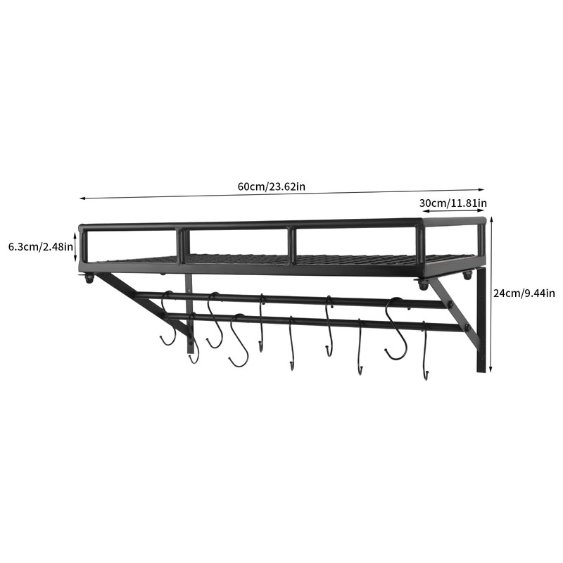 ILWorkTLs Wall Mounted Pot Rack with 2 Hanging Rails and