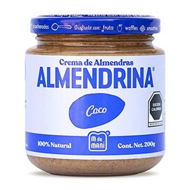 2 Pack Almendrina Coco. Crema de almendras 100% natural endulzada con miel de abeja. Con aceite de coco orgánico y coco tostado. All natural almond butter. (2 Frascos de 200 gr) (2 Pack Frasco 200 gr)