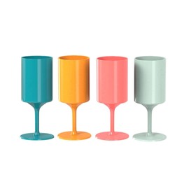 KNORK Eco Party Bundle, Party Cup Outdoor Wine Glass, 4 Piece Set, Stems, Plant Based, Multi Colored
