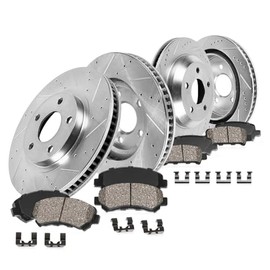 Callahan BRAKE PARTS Callahan CDS06841 FRONT 300mm + REAR 282mm D/S 5 Lug [4] Rotors + Brake Pads + Clips [ fit Acura RL ]