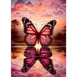 GDYEEH 5D Butterfly Diamond Painting Pictures, DIY Reflection Diamond Art Painting Kits, Fantasy Diamond Painting Set for Adults Beginners, Mosaic Making, Diamond Painting for Home Decor 30 x 40 cm