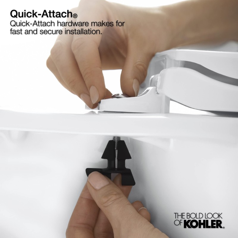 KOHLER K-4639-47 Cachet Round, Grip-Tight Bumpers, Quiet-Close, Quick-Attach Hardware, No