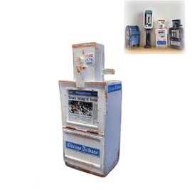 Miniature American Payphone in 1:12 Scale, Mini Vintage Style Phone Booth Mailbox Model Decoration, Suitable for Collection and Scene Building Mini Dollhouse Furniture Accessories (Newspaper Box B)