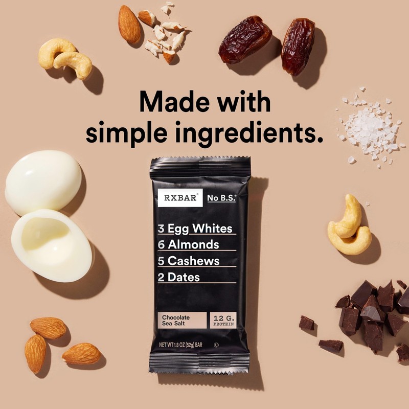 RXBAR Protein Bars, Protein Snack, Snack Bars, Chocolate Sea Salt,