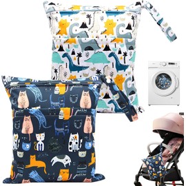 2 Bolsa Impermeable para Ropa Mojada,Bolsas para Pañales Mojados y Secos,Bolsa para Ropa Mojada Natacion Reutilizables y Lavables,para Traje de Baño, de gimnasio, Guardería,Ropa Sucia