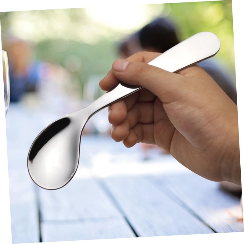 ORFOFE 2pcs Stainless Steel Angled Spoon Fork Assistive Utensils for