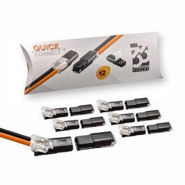 GARAGE33 Set of 12 D2 Quick-Connect Connectors, 2-Pin Cable Connector, Quick Connector, Mini Plug Connector, Pluggable 0.35-0.50 mm², 5 V, 12 V, 18 V, 24 V, 30 V, 36 V DC