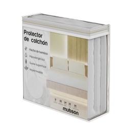 MUBSON Cubre Colchon Individual con Tela 100% Impermeable y Anti Ácaros de Bamboo. Cobertor Individual Hipoalergénico con Resorte Adaptable. Waterproof Mattress Protector. (Individual)