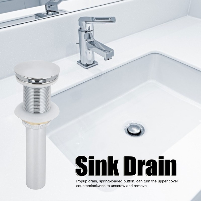 Bathroom Sink Drain Electroplating Popup Wash Basin Drainer Stopper NonOverflow(Popup