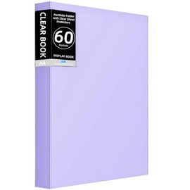 Carpeta con 60 fundas de plástico, 120 páginas con bolsillo para tarjetas, carpeta de portafolio artístico con protectores de hojas transparentes, lib