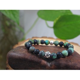 Lava Bracelets African Turquoise African Turquois Lava Bracelet for Aromatherapy Bracelet Dec Birthday Gift (8mm African Turquoise+Sterling Silver)