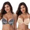 Curve Muse Women's Push-Up Front Close Bra, Underwire Halter, Adds