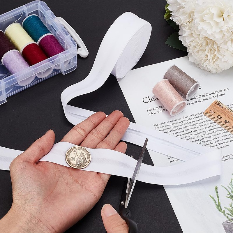 AHANDMAKER 10.94 Yards Double Fold Bias Tape, 25mm Wide Polycotton