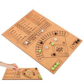Saycker Baseball Dice Board,Marbles Game Fun Baseball Board Game with Dice (Brown)