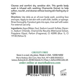 Mario Badescu Azulene Jabn corporal, suave lavado de bao para suavizar, nutrir y limpiar, frmula reconfortante con infusin de manzanilla para piel... 