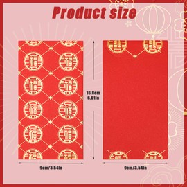 48pcs Chinese New Year Red Envelopes, 3.54x6.61in 2024 Red Packet Hong Bao Gift Chinese Lucky Money Envelopes with 6 Design for Lunar Year Spring Festival Birthday Wedding Party