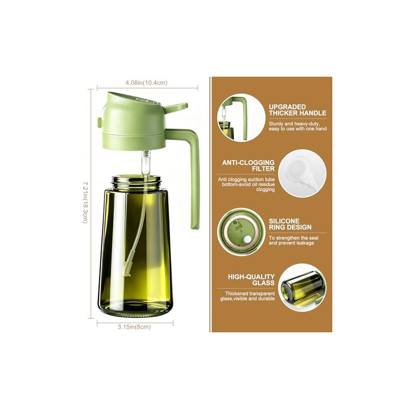 Poshetion 2 in 1 Olive Oil Sprayer - Light-Proof Glass