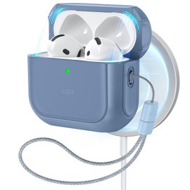 ESR for AirPods 4 Case, Compatible with AirPods 4th Generation Case (2024) (USB-C), Compatible with MagSafe, Drop Protection Cover with Lanyard, Magnetic Lid Lock, Orbit Hybrid Case, Dark Blue