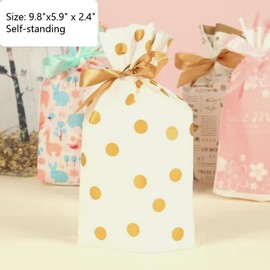 DKAOVH 50 Pack Plastic Drawstring Gift Bags, Candy Bags, Treat Bags, Cookie Bags, Party Favor Gift Wrapping, for Christmas, birthday party, wedding party, Thanksgiving gathering