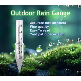 dgudgu 4 Set Rain Gauge Outdoor with Stainless Steel Rack Holder Transparent Rain Guage Plastic Rain Gage for Standing On Filed Or Mounting Wall,Yards, Lawns, Pathway, Patio