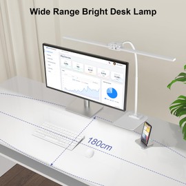 EppieBasic Led Desk Lamp,24W 31.5IN Architect Double Head Desk Lamps for Home Office,Dimmable & 6 Color Modes Extra Bright Modern Table lamp with Base,Overhead Computer Lighting for Workbench Monitor