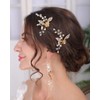 Rumtock 2pcs Gold Flower and Leaf Hair Piece Set Wedding