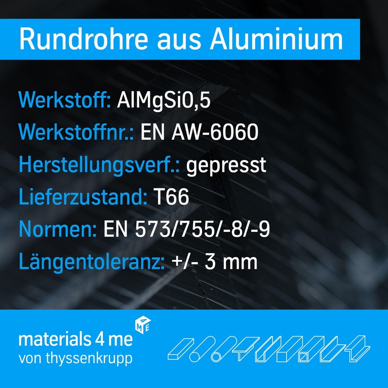 thyssenkrupp round tube made of aluminium, aluminium, material: EN AW-6060